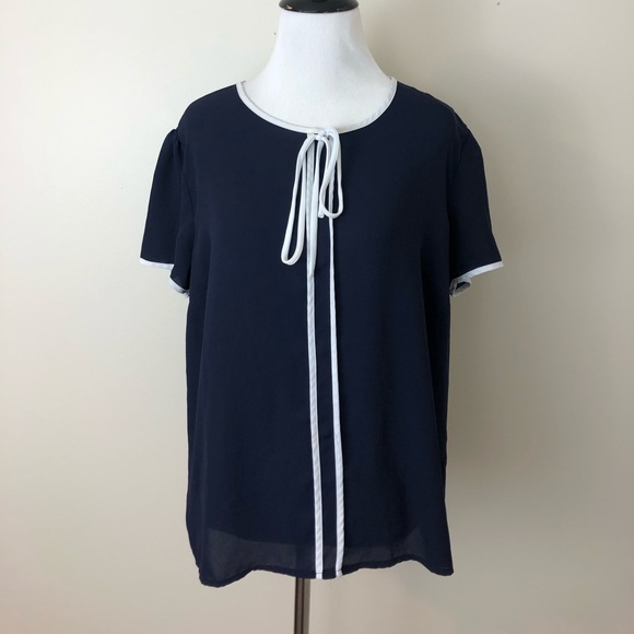 Navy Blue short sleeve top - Picture 2 of 6